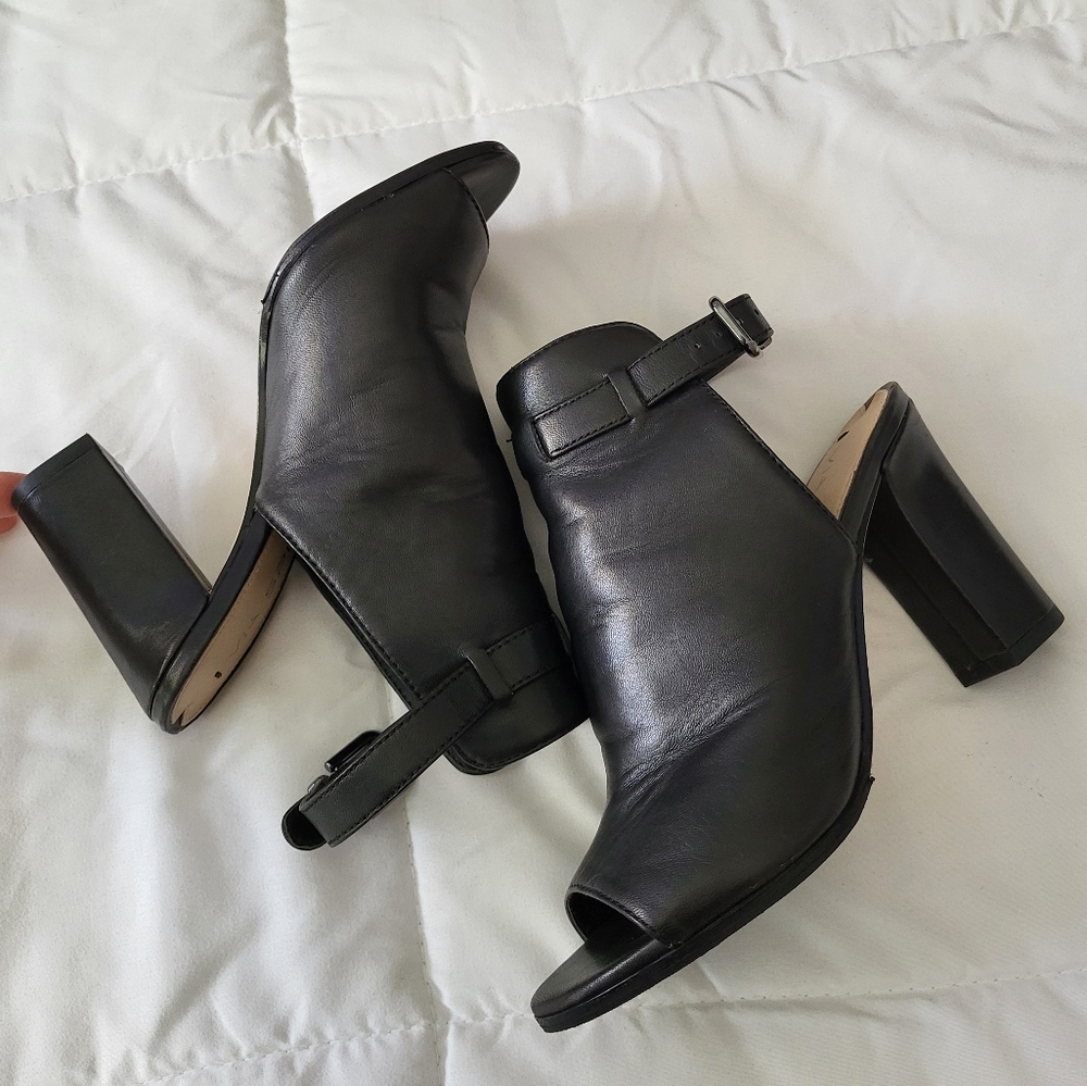 Via Spiga Black Open Heeled Leather Fabrizie  Mules - Picture 2 of 7